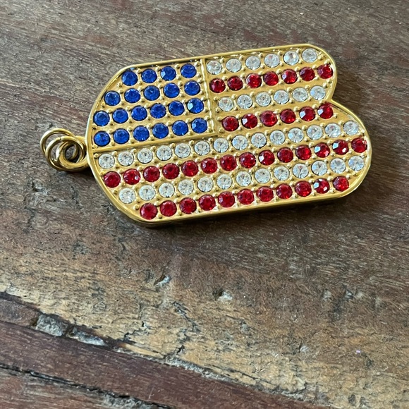 American flag rhinestone pendant, vintage - Picture 3 of 7